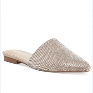 Madden Girl Tania Mules Slip Ons Flats Clear Rhinestone Size 7.5